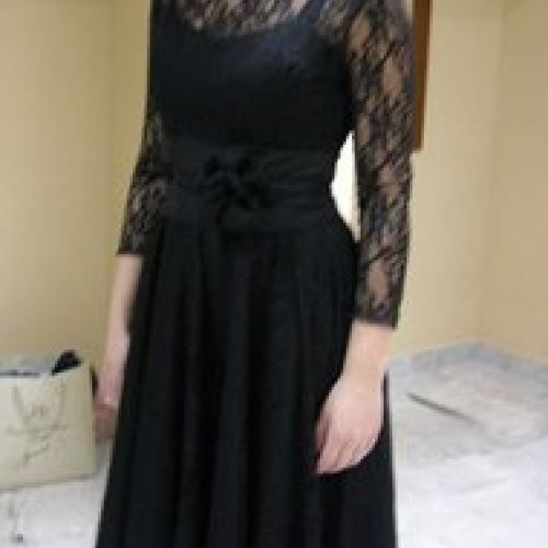 Vestido encaje negro con fajín (6)