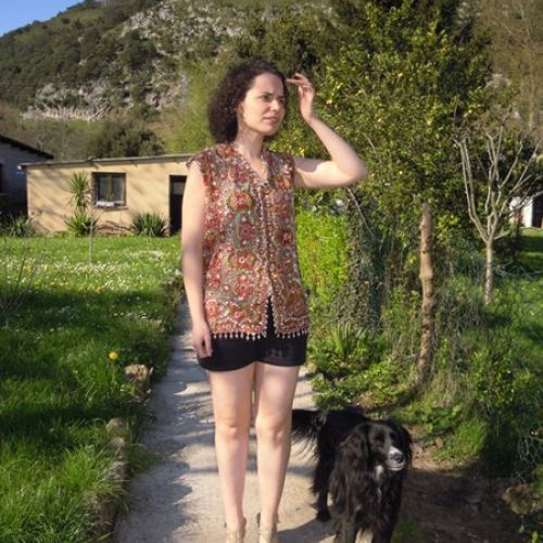 Chaleco joya  confeccionado con saree de India (delantero)