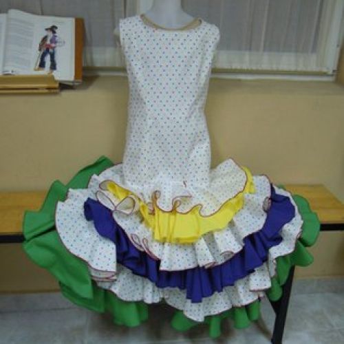 Traje de flamenca para niña tricolor