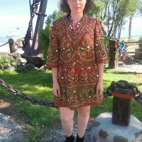 Abrigo joya confeccionado con saree de India (delantero)