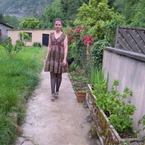 Vestido joya confeccionado con saree de India (delantero)