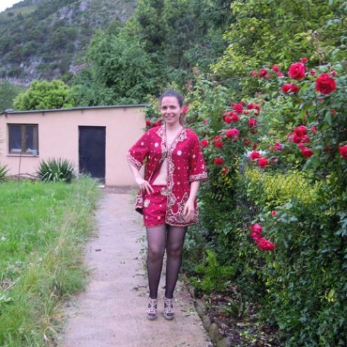 Abrigo joya y short joya confeccionado con saree de India