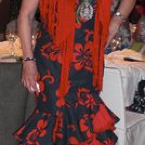 Traje flamenca negro y rojo