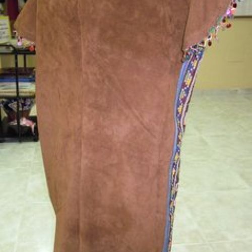 Vestido combinando telas indias y ante (trasero)